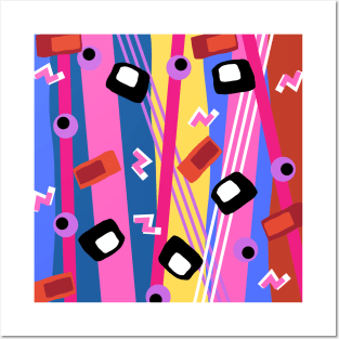 Pink 80s Memphis Abstract Postmodern Pattern Posters and Art